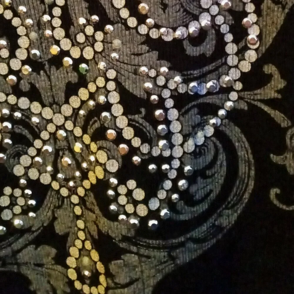 Vintage Y2K Maurices Graphic Flourish Rhinestone Black Long Sleeve Tee Women's L - Picture 10 of 16